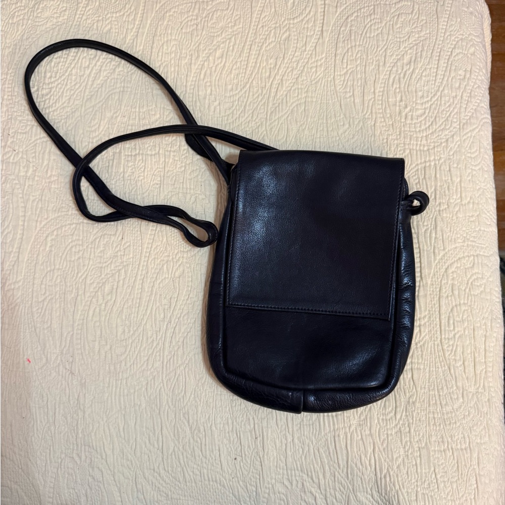SVEN vintage black leather Bag made in Berkeley USA